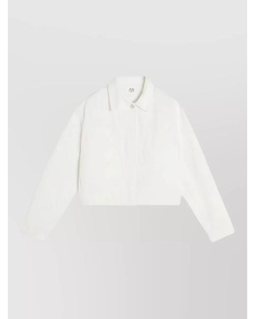 Maison Kitsuné White Cropped Denim Jacket Collared Buttoned Cuffs