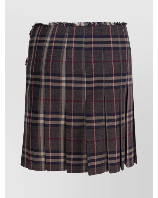 Burberry Black Wool Checked Pleated Mini Skirt