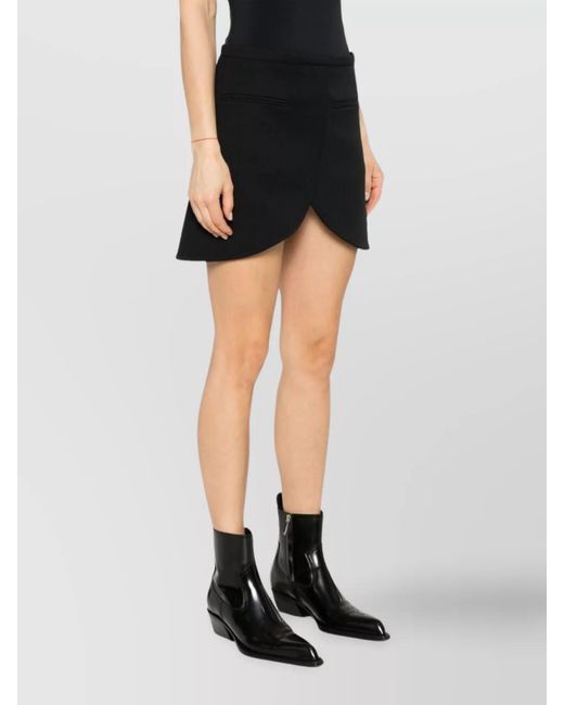 Courreges Black Asymmetric Twill Mini Skirt