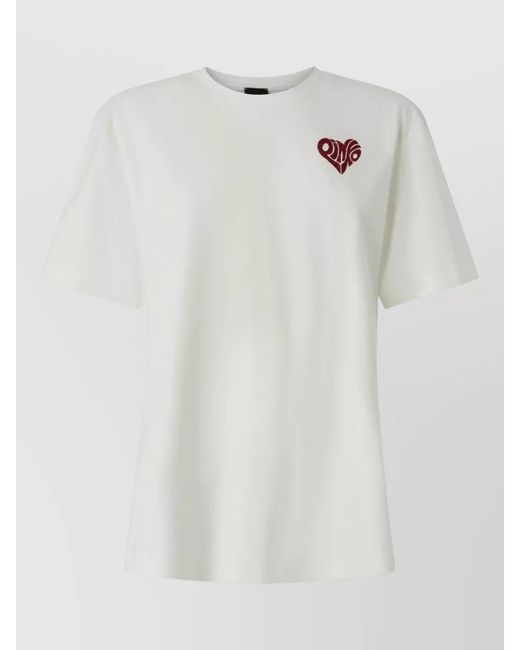 Pinko White Crystal-Embellished Cotton Logo-Print T-Shirt