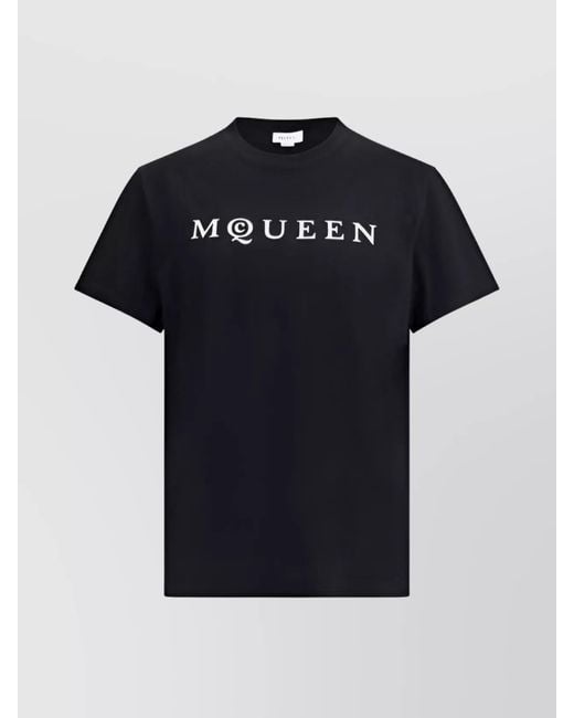 McQueen Black Logo Print Cotton T-Shirt for men