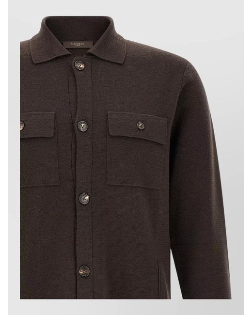 Zanone Black Sahara Collared Cardigan Jacket Long Sleeves for men
