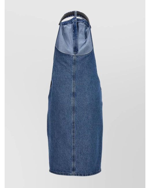 Coperni Blue Halterneck Cotton Midi Dress