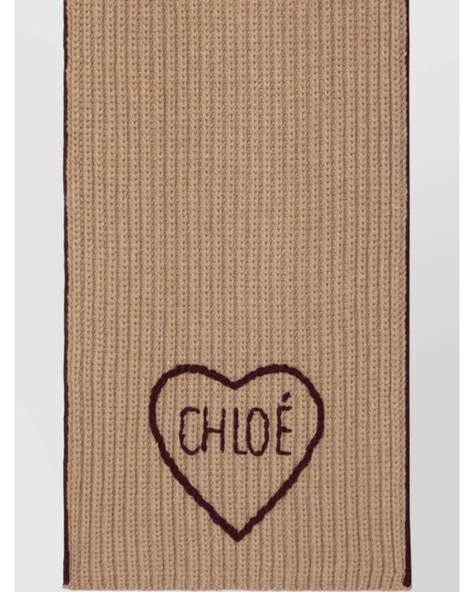 Chloé Natural Casual Ribbed Scarf Soft Versatile Design