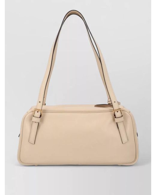 Versace Natural Tag Shoulder Bag Rectangular Double Handles Buckles