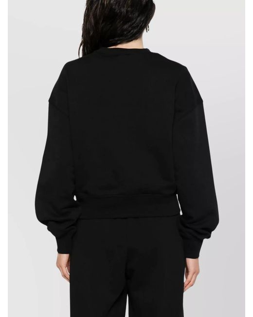 Calvin Klein Black Logo-Embroidered Cotton Crewneck Sweatshirt