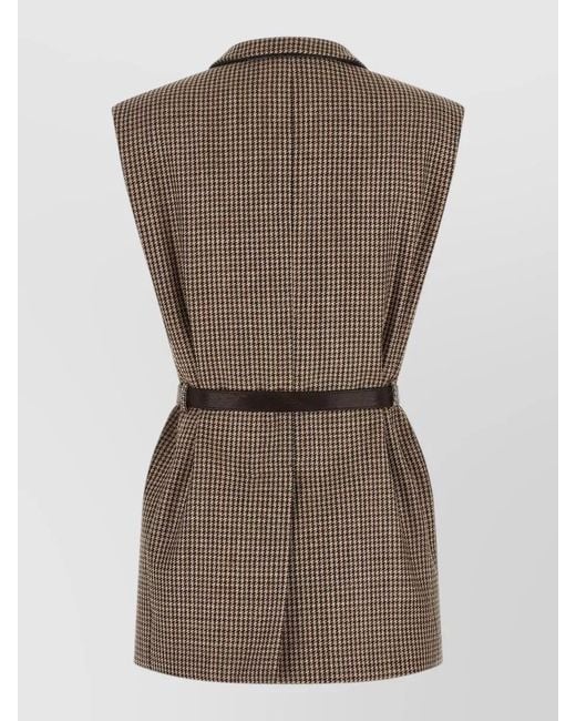 Brunello Cucinelli Natural Tailored Houndstooth Vest Belt Detail