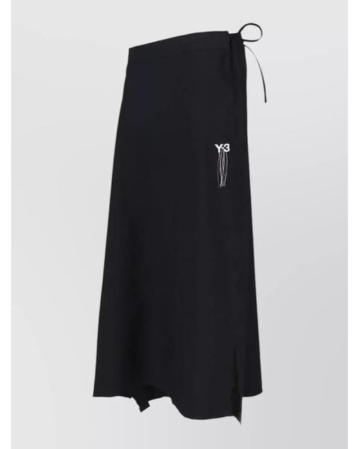 Y-3 Black High-Rise Wrap Midi Skirt