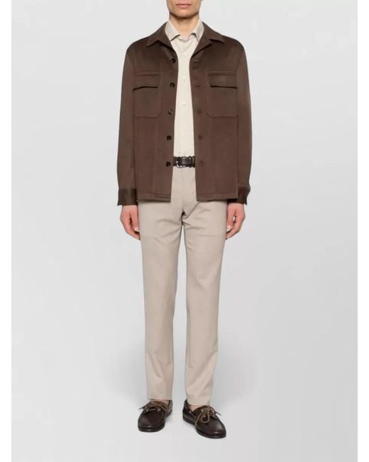 Incotex Natural Chino Trousers Straight Leg Crease Belt Loops for men