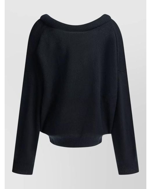 Lisa Yang Blue Cropped Knit Top Long Sleeve Relaxed