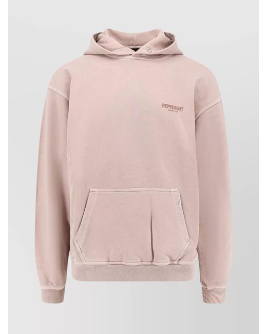 Represent Pink Cotton Logo-Print Hoodie for men