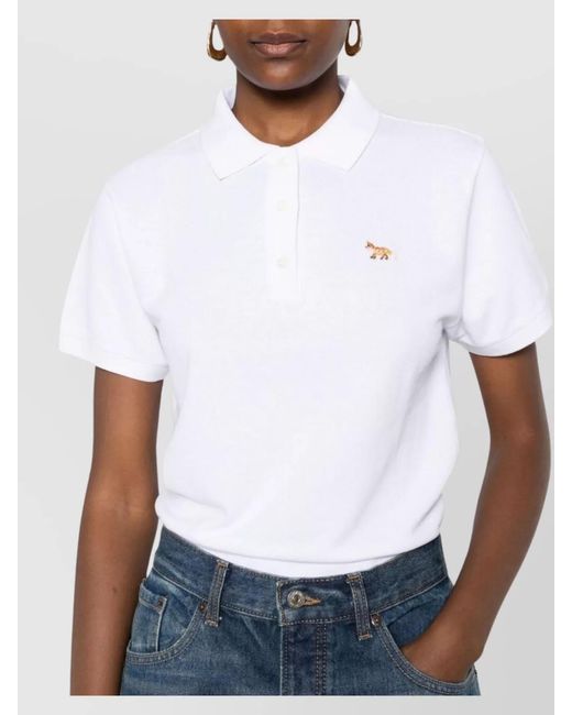 Maison Kitsuné White Cotton Short-Sleeve Polo Shirt