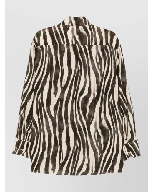 Alysi Black Zebra Pattern Relaxed Fit Shirt