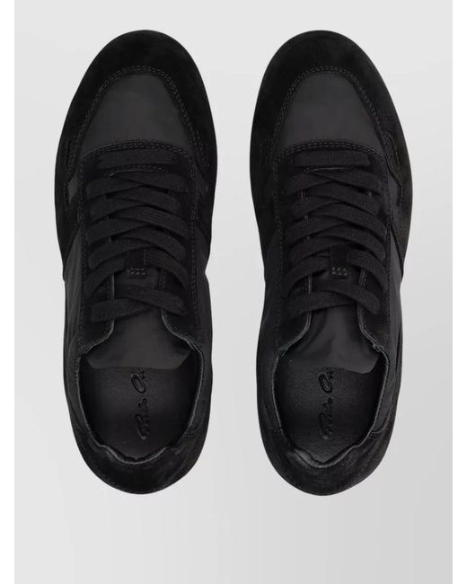 Rick Owens Black Leather Low-Top Sneakers