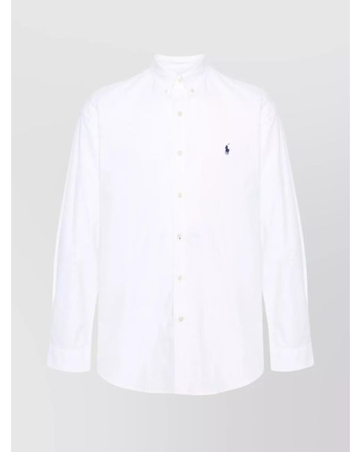 Ralph Lauren White Tailored Cotton Shirt Button Accents for men