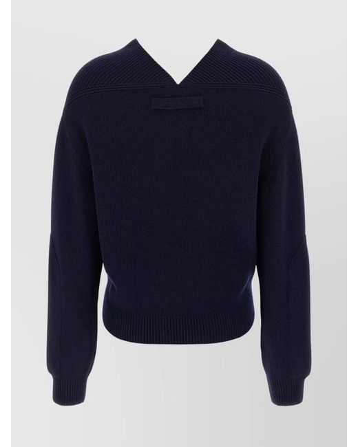 Victoria Beckham Blue Cashmere Wool V-Neck Jumper