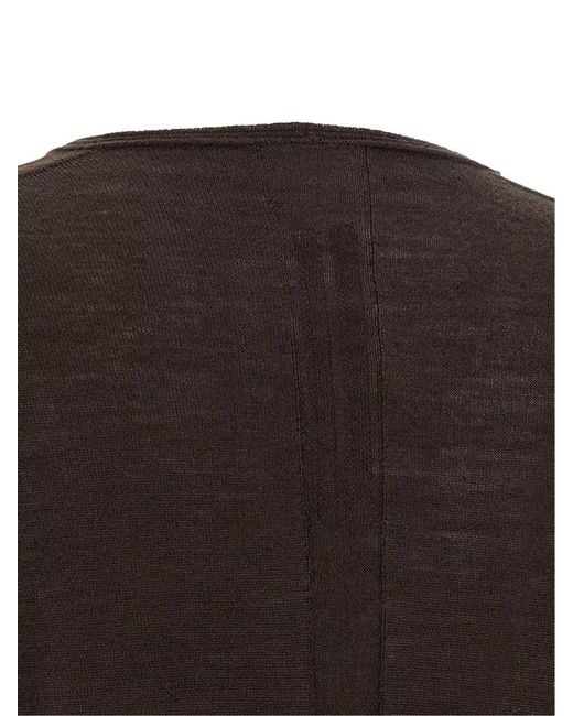 Rick Owens Black Cropped Knit Top V Neckline Long Sleeves