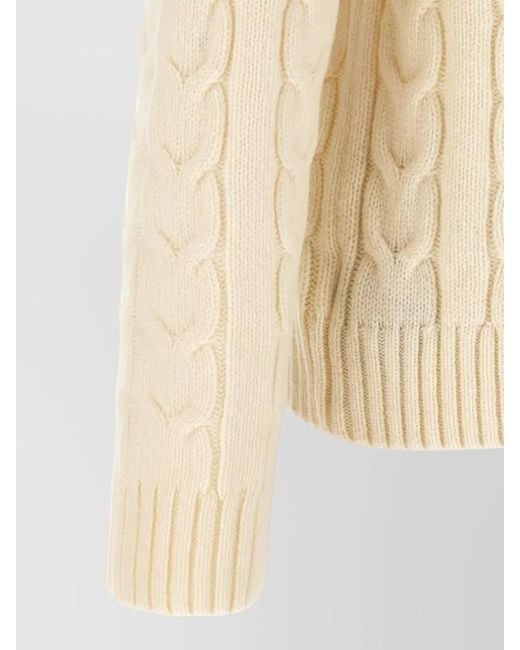 Zanone Natural Turtleneck Sweater Cable Knit High Neck for men