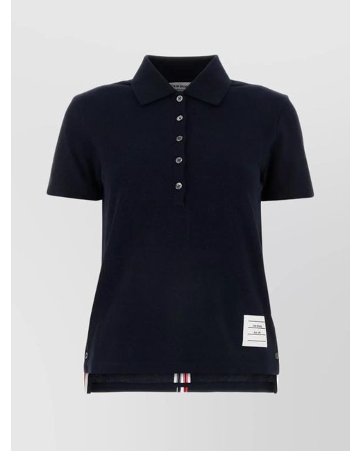 Thom Browne Blue Cotton Piqué Relaxed-Fit Short-Sleeve Polo Shirt