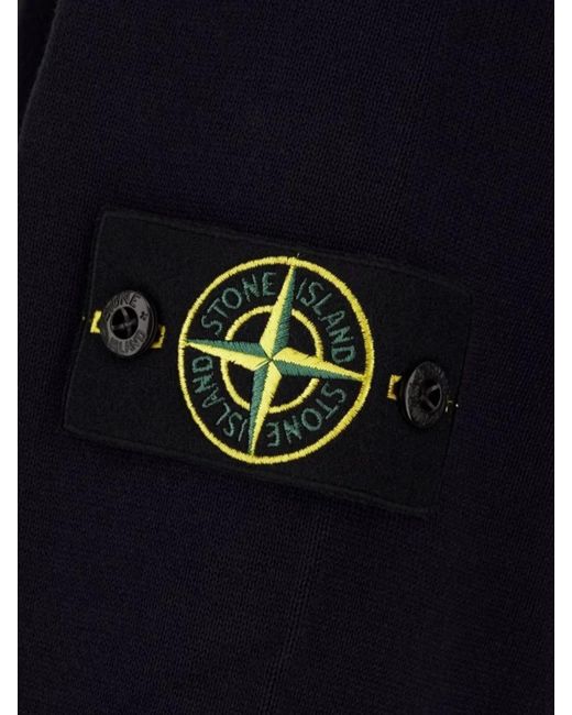 Stone Island Blue Cotton Sweater With Detachable Logoed Label for men