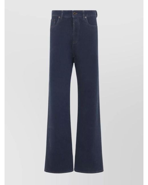 Miu Miu Blue Denim Mid-Rise Wide-Leg Jeans