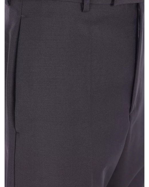 Jil Sander Blue Tailored Trousers Belt Loops Pleats Back Pockets for men