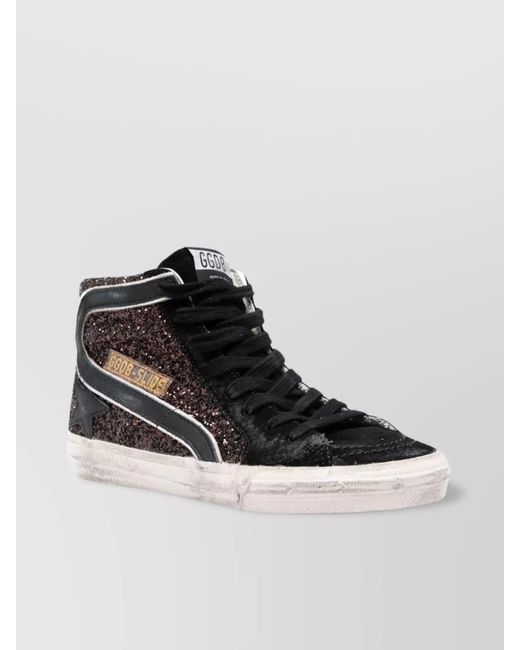 Golden Goose Deluxe Brand Black Leather Panelled High-Top Sneakers