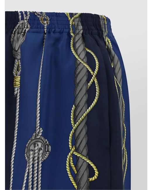 Versace Blue Silk Printed Bermuda Shorts for men