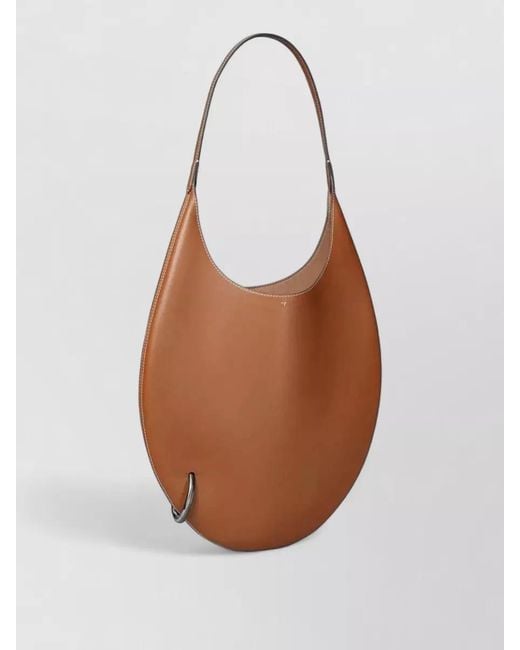 Tory Burch Brown Pierced Nappa Calfskin Curved Shoulder Bag