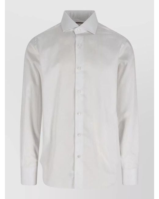 Barba Napoli White Casual Shirt Long Sleeves Cuffed Cuffs for men