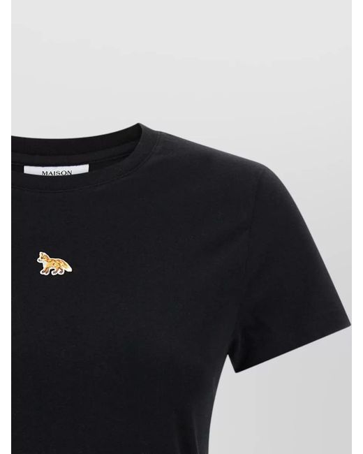 Maison Kitsuné Black Baby Fox Cropped T Shirt Short Sleeves