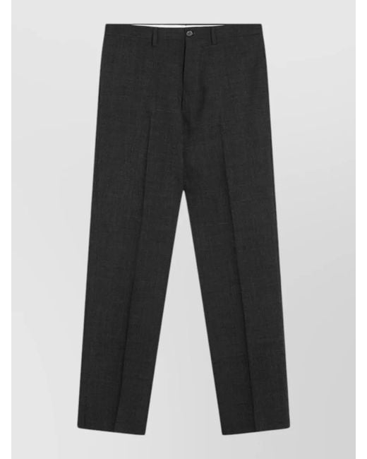 Prada Gray Virgin Wool Straight-Leg Trousers for men