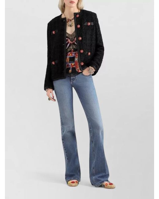 Dolce & Gabbana Blue Denim Cotton Flared Low Rise Jeans