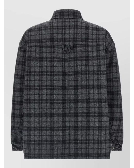 Willy Chavarria Gray Quilted Shirt Jacket Chest Pockets Sleeves for men