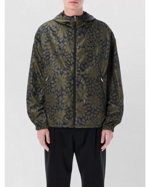 Prada Gray Reversible Hooded Renylon Windbreaker Jacket for men