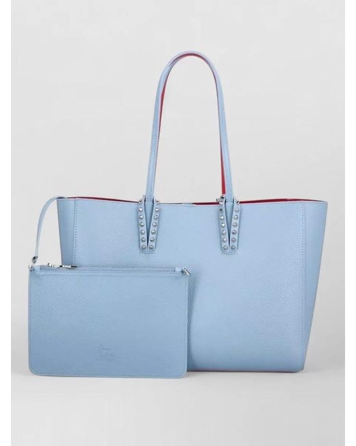 Christian Louboutin Blue Cabata Small Leather Studded Tote Bag