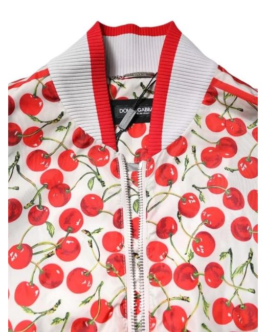 Dolce & Gabbana Red Cherry Print Bomber Jacket for men