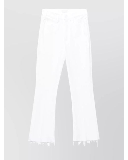 Mother White Denim High-Rise Flared Ankle Jeans