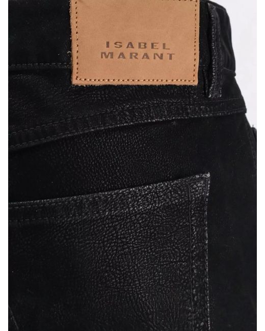 Isabel Marant Black Faux Leather Straight Trousers