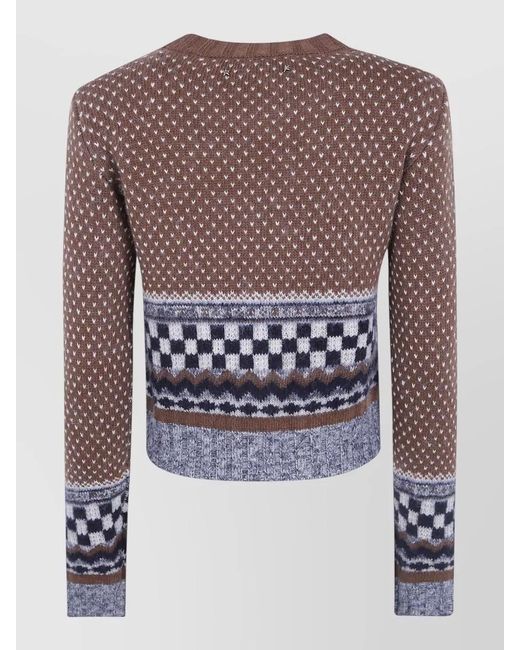 Golden Goose Deluxe Brand Brown Journey Wool Blend Jacquard Cropped Knit