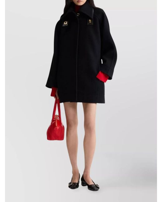 Patou Black Virgin Wool Oversized Coat