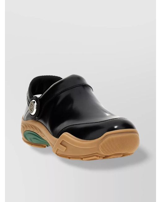 Fendi Black Leather Mules for men