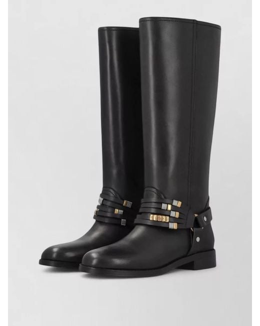 Pinko Black Knee High Ankle Boots Block Heel Design