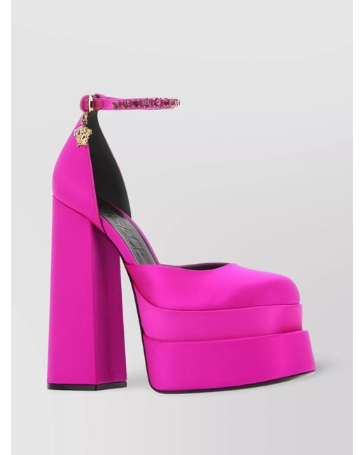 Versace Pink Satin Platform Pumps