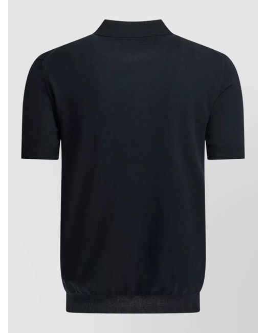 Baracuta Black Polo Collar Short Sleeve Ribbed Cuff Top for men