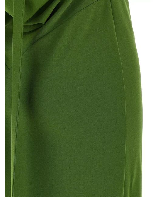 The Attico Green Silk Strap Maxi Dress