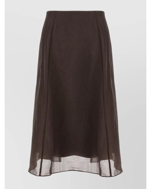Brunello Cucinelli Brown Sheer Overlay A-Line Silhouette Skirt