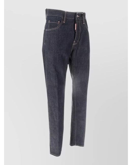 DSquared² Blue Cotton Straight-Leg Trousers for men