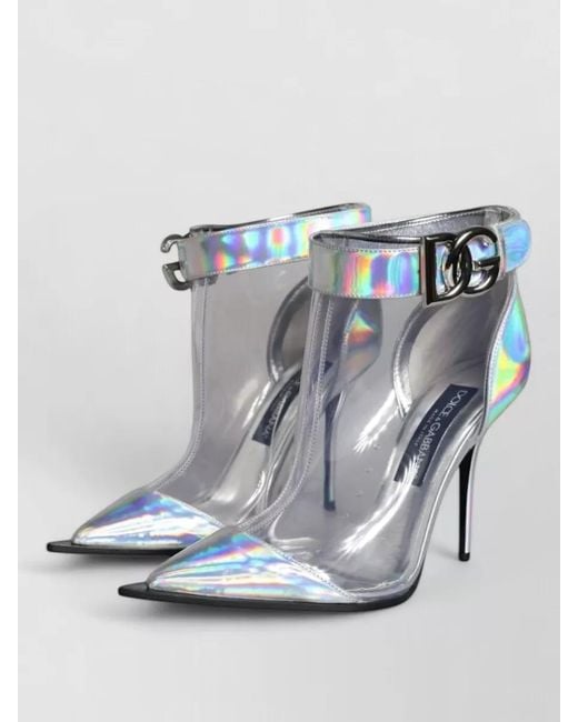 Dolce & Gabbana Gray Pvc Pointed Ankle Boots