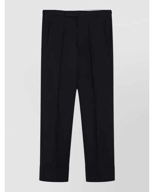 Prada Blue Tailored Pants Button Detail Pleated Front for men